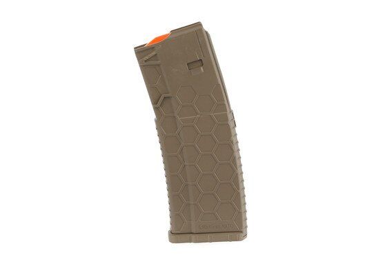 FDE Hexmag AR15 magazine holds 30 rounds of 5.56 ammo